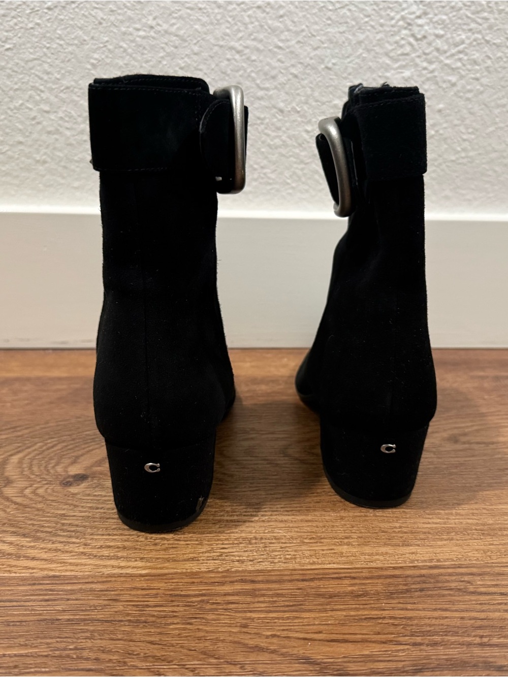 Coach Black Suede Ankle Boots with Side Buckle - Picture 3 of 9